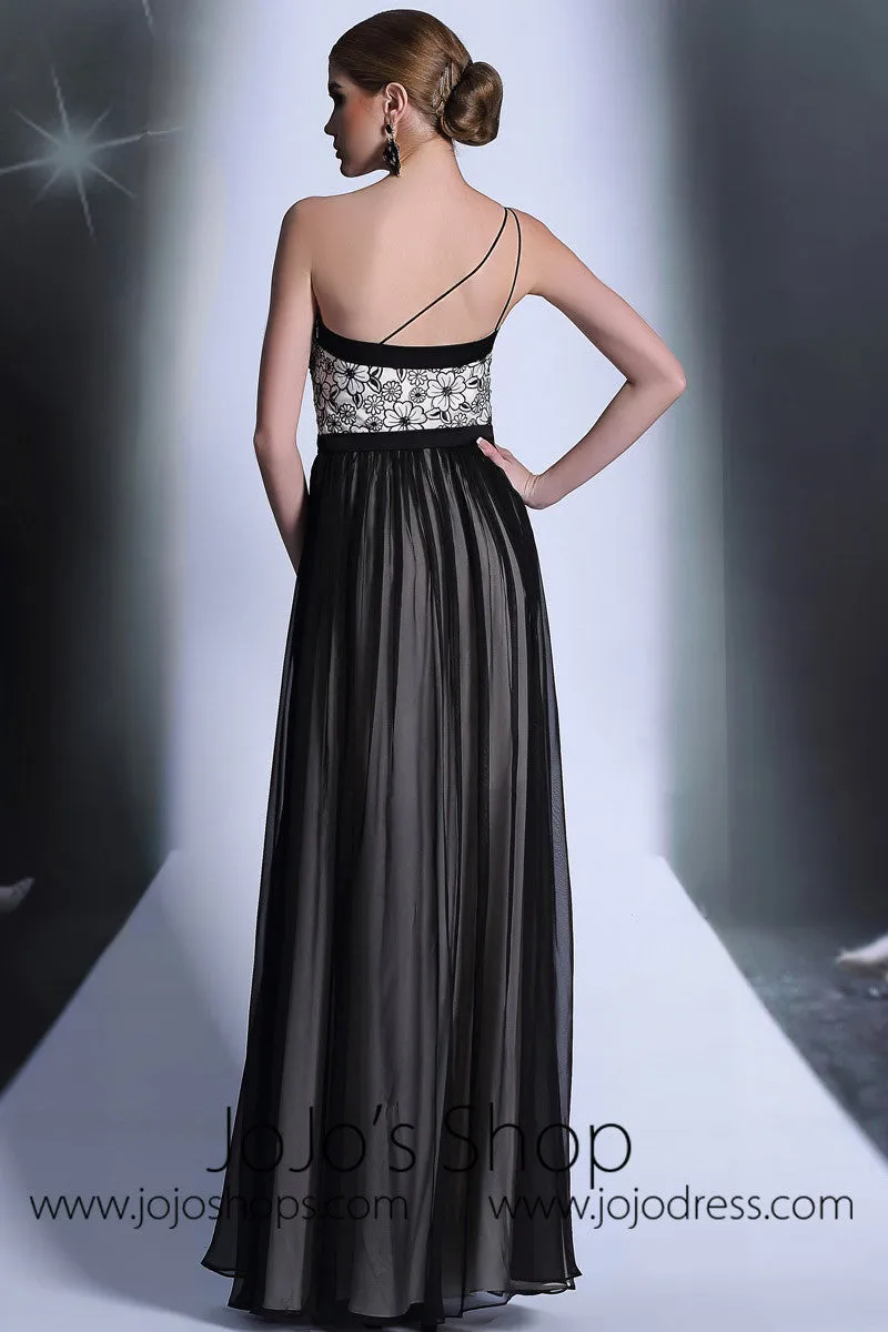 One Shoulder Black Lace Formal Prom Dress DQ830939