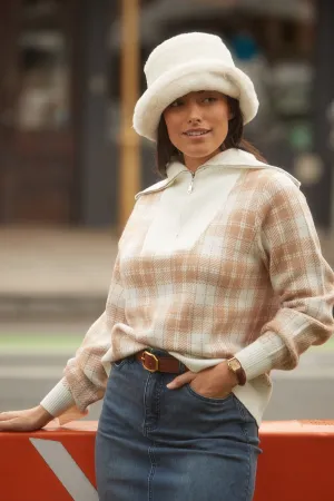 Plaid Half Zip Sweater