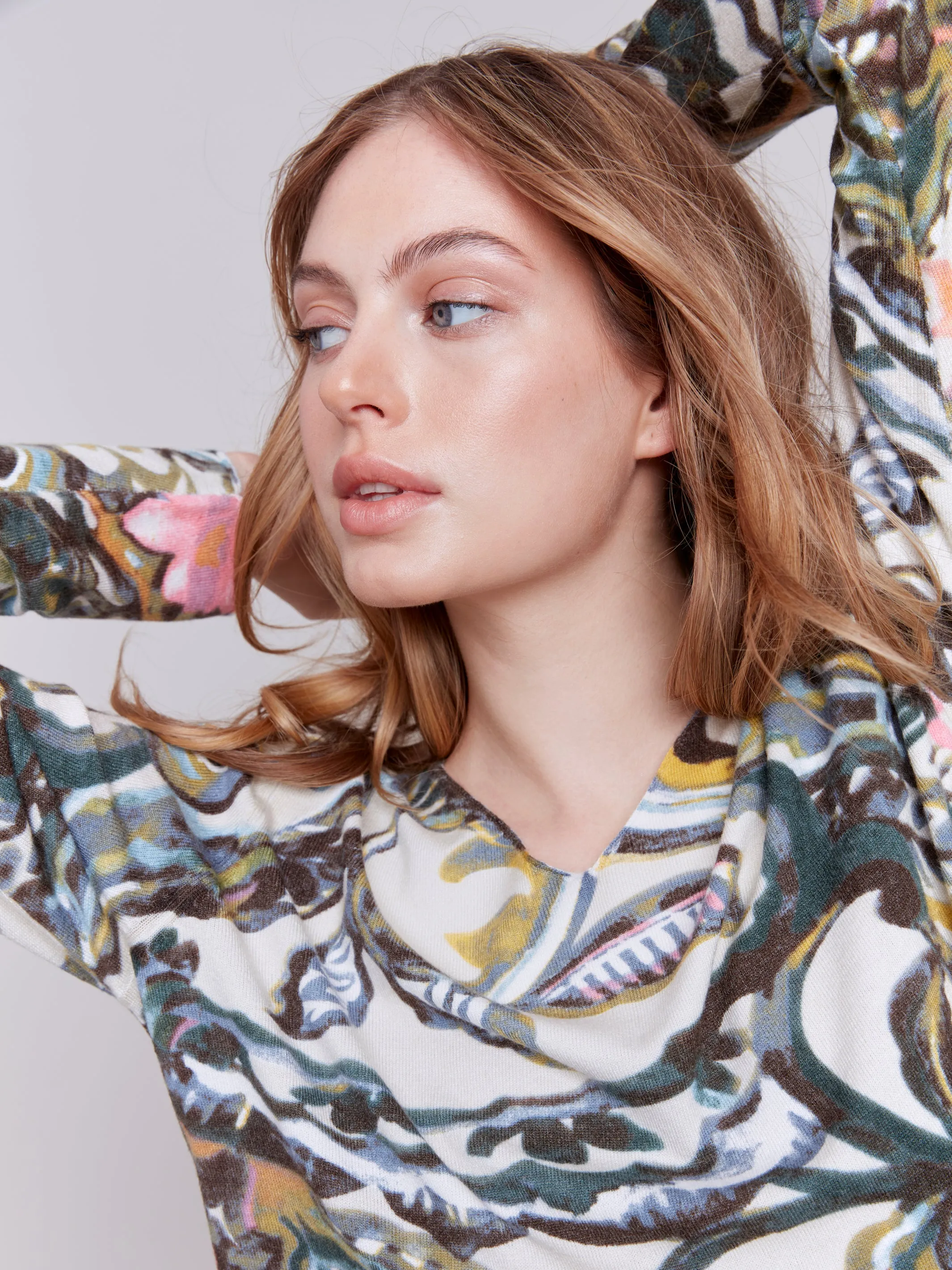 Printed V-Neck Sweater