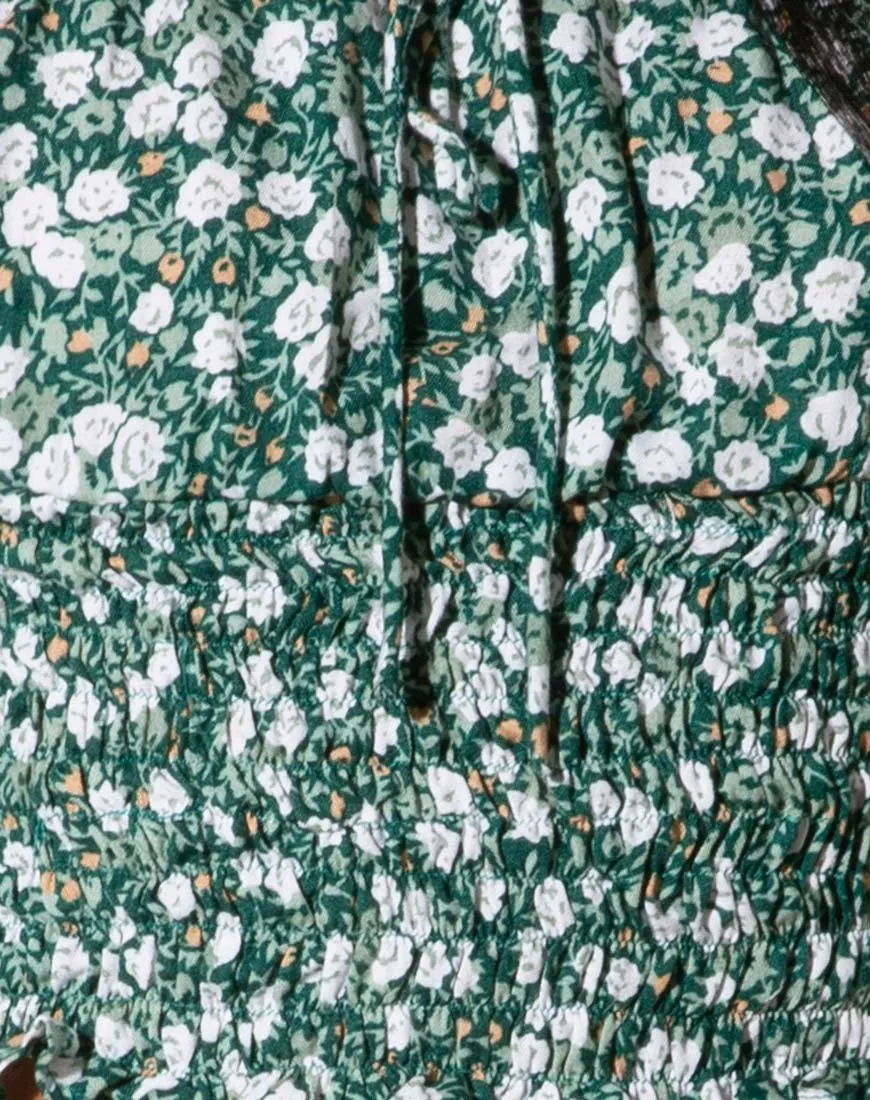 Raquel Top in Floral Field Green