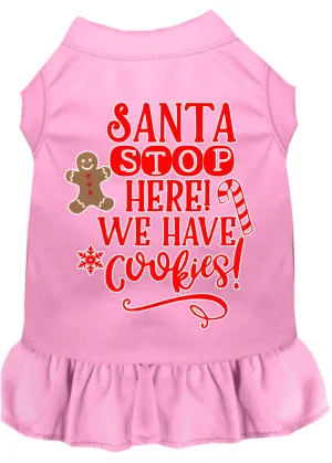 Santa, We Have Cookies Screen Print Dog Dress Light Pink Xl