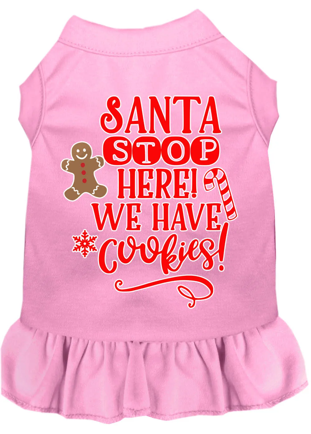 Santa, We Have Cookies Screen Print Dog Dress Light Pink Xl