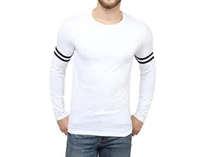 SayItLoud Solid Men's Round Neck T Shirt (40SOLIDWHITEBLACK-L_White, Black_Large)