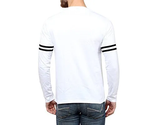 SayItLoud Solid Men's Round Neck T Shirt (40SOLIDWHITEBLACK-L_White, Black_Large)