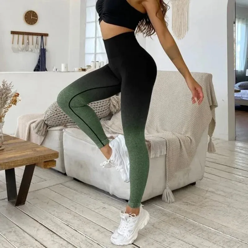 Seamless Gradient High-Waist Fitness Legging for Gym and Outdoor Workouts