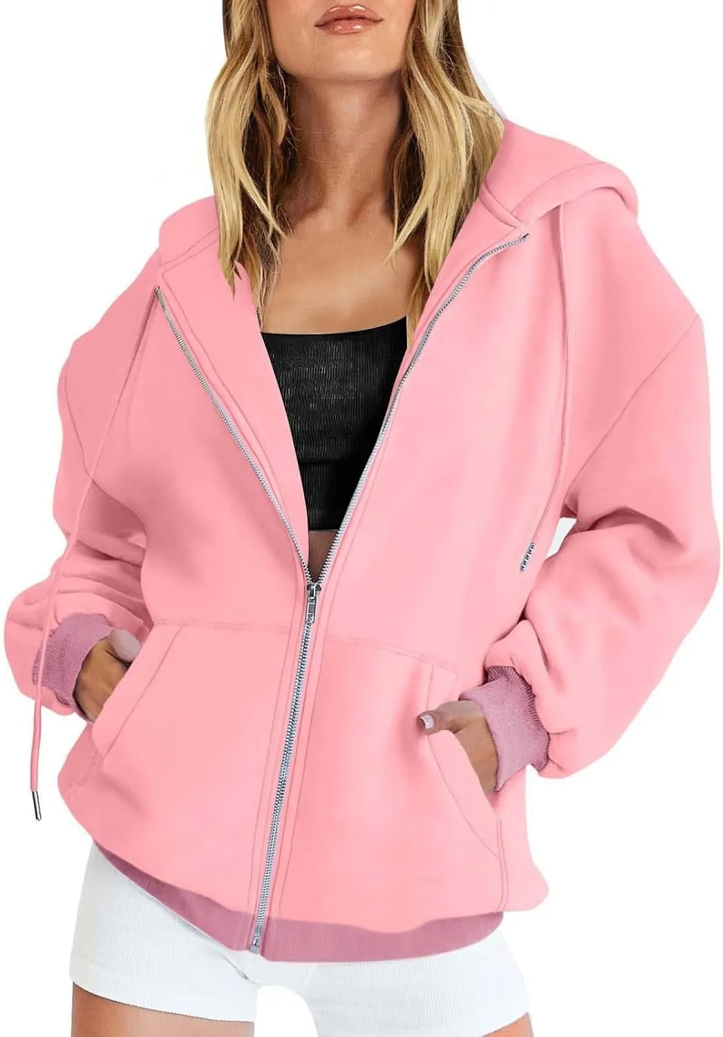 SHAOBGE Fall Oversized Hoodies Sweats for Women 2024 Casual Sports Long Sleeve Sweatshirts Pullover Fleece Y2k Hooded Sweater