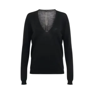 Soft V Neck Knit Sweater in Black