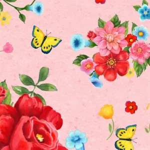 Spring Farmhouse Garden Super SOFT Yoga Band Leggings Butterfly Floral Pink OS TC Plus rts