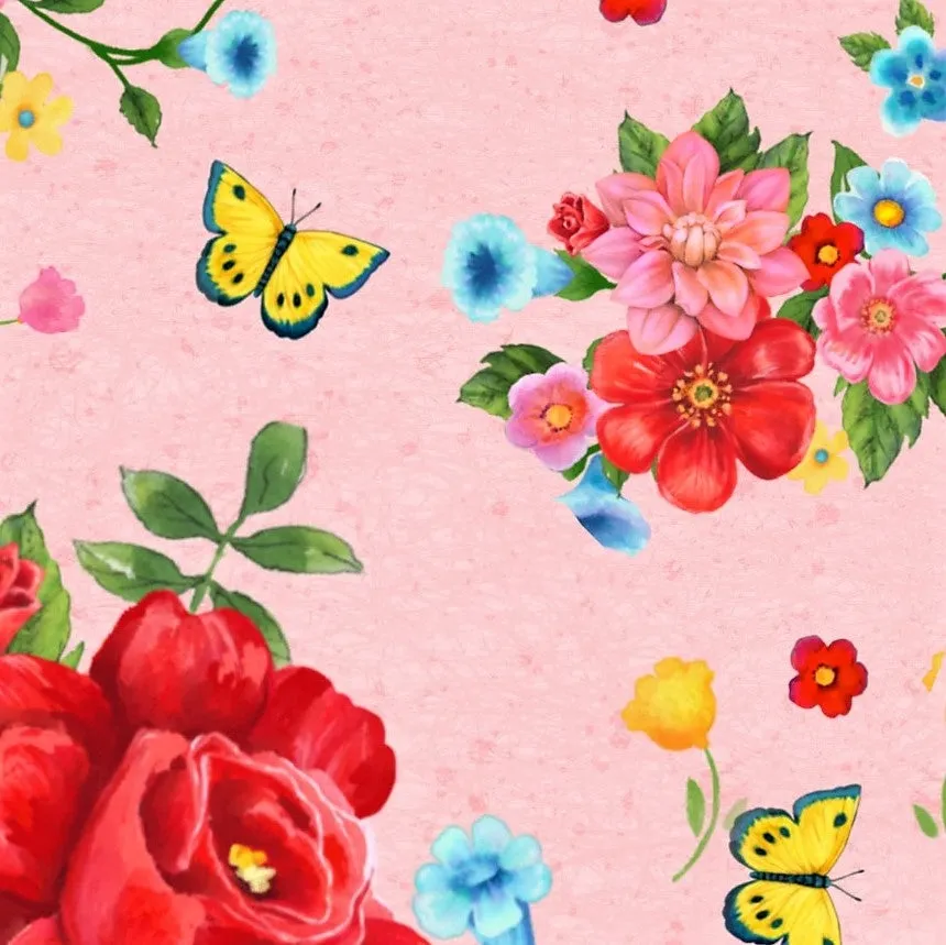 Spring Farmhouse Garden Super SOFT Yoga Band Leggings Butterfly Floral Pink OS TC Plus rts