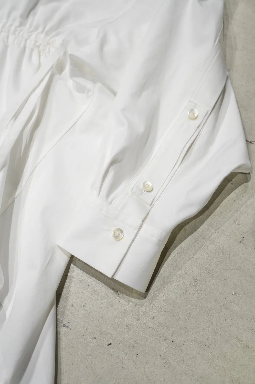 Tape Gathered Shirts (WHITE)