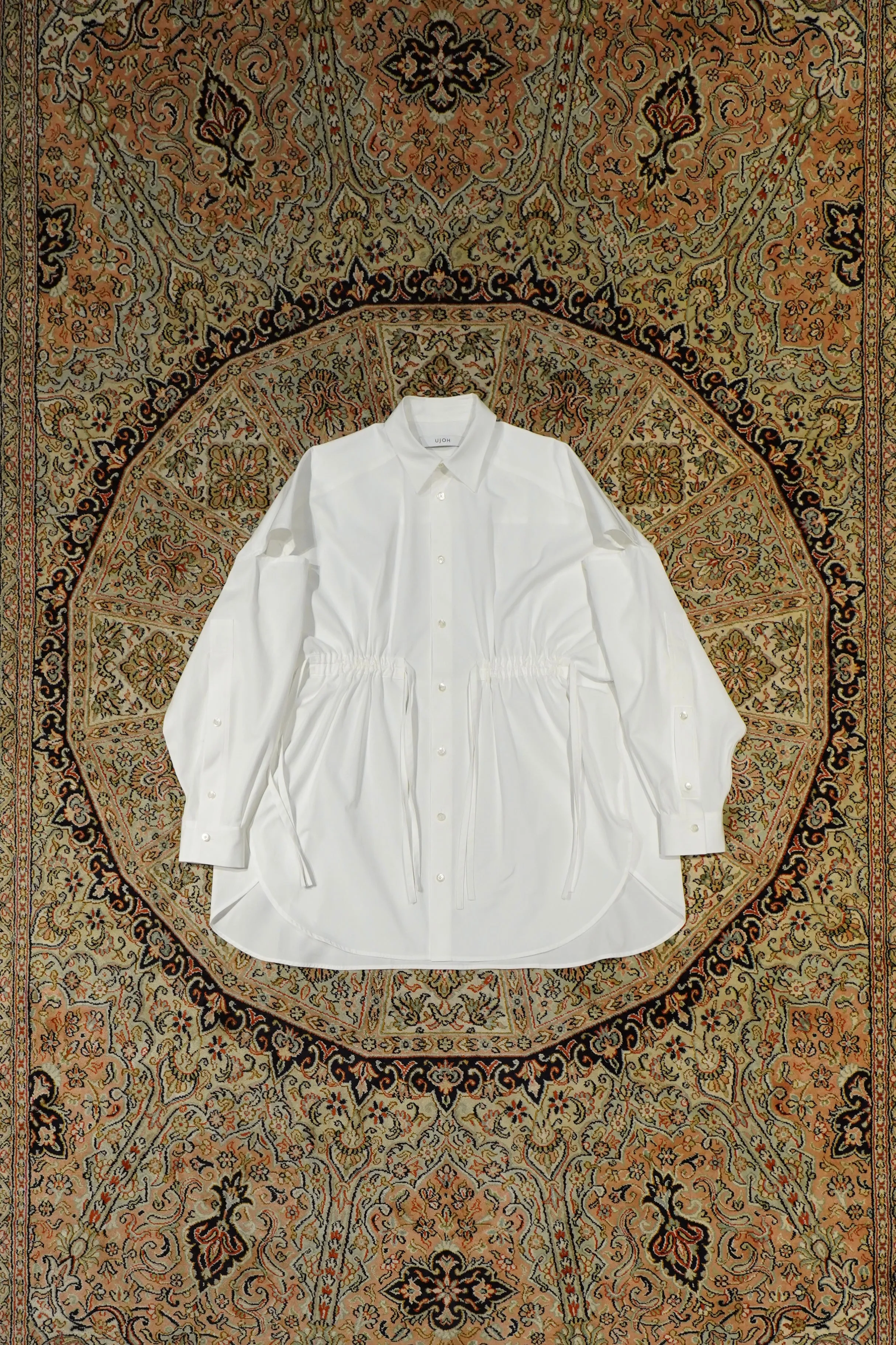 Tape Gathered Shirts (WHITE)