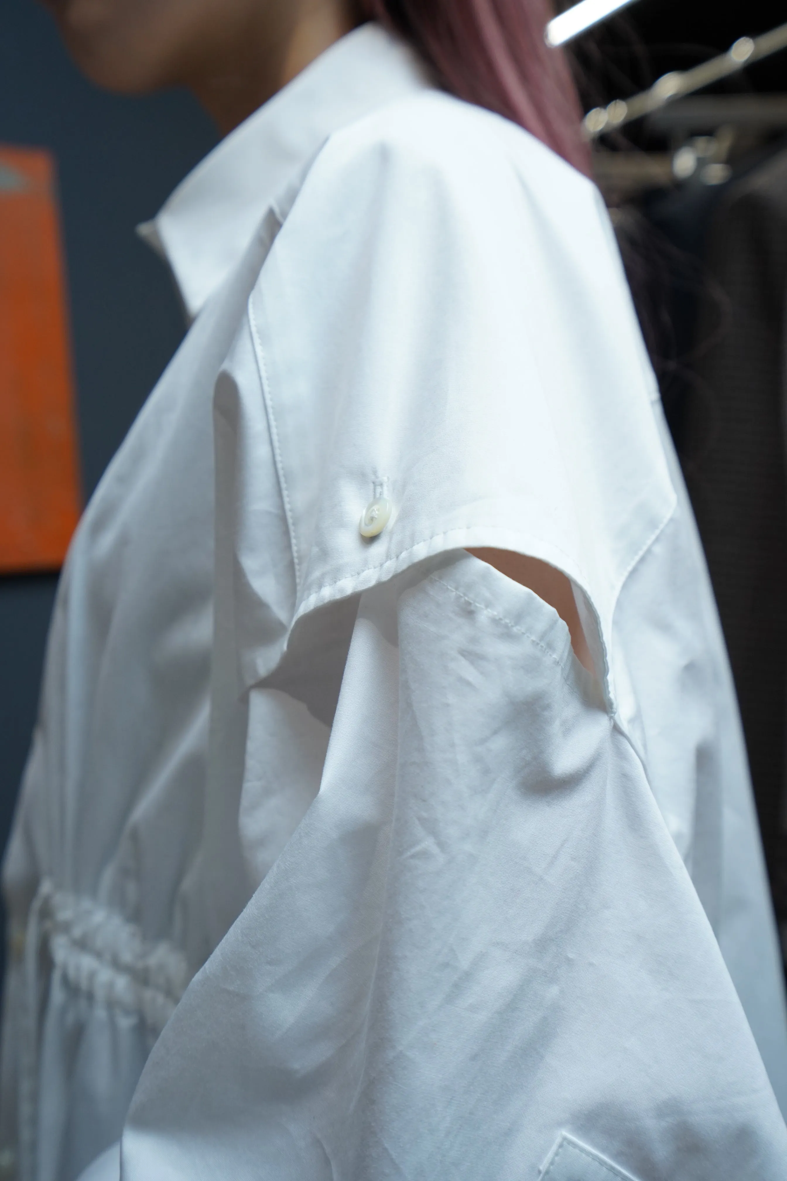 Tape Gathered Shirts (WHITE)
