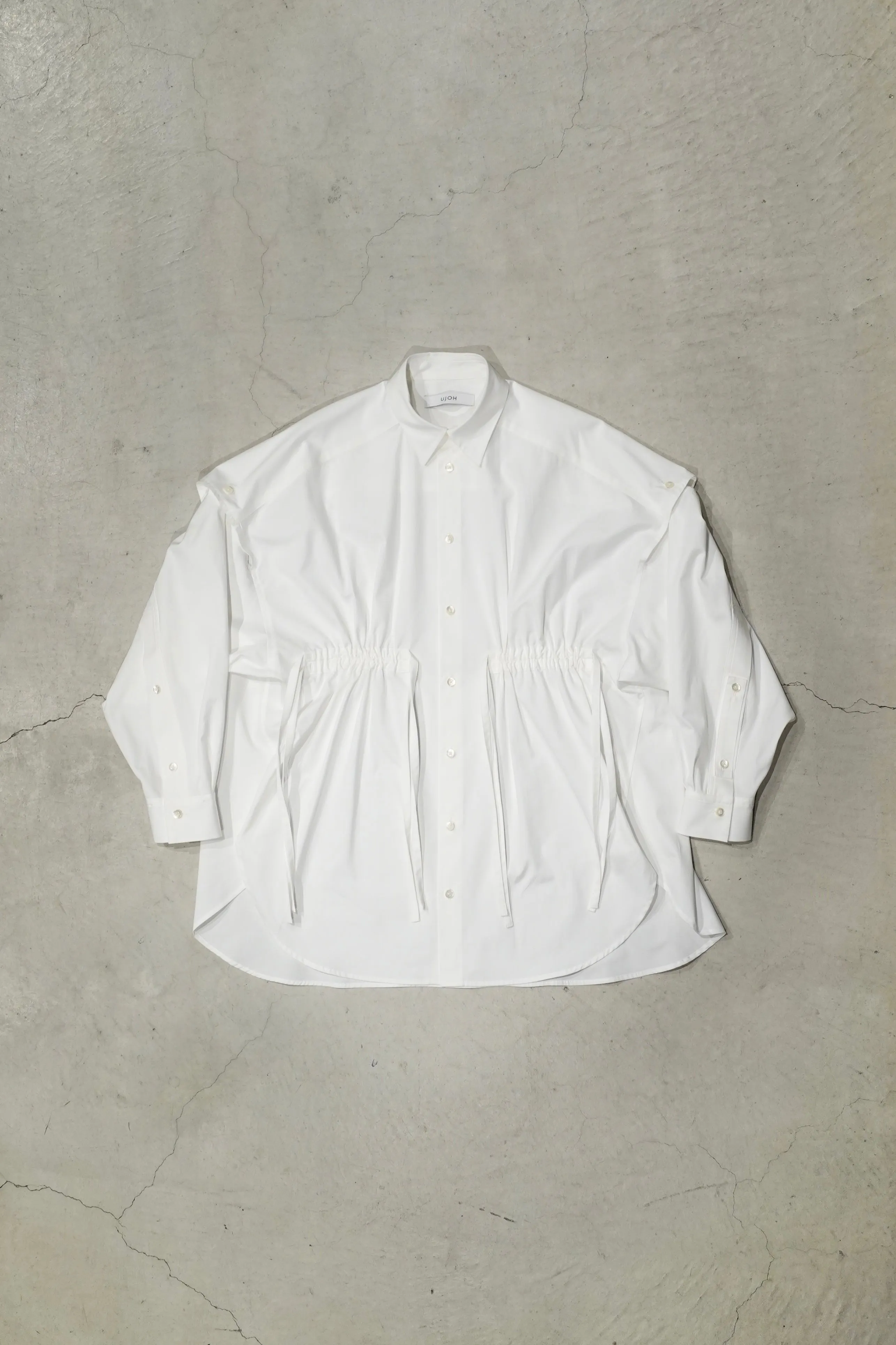 Tape Gathered Shirts (WHITE)