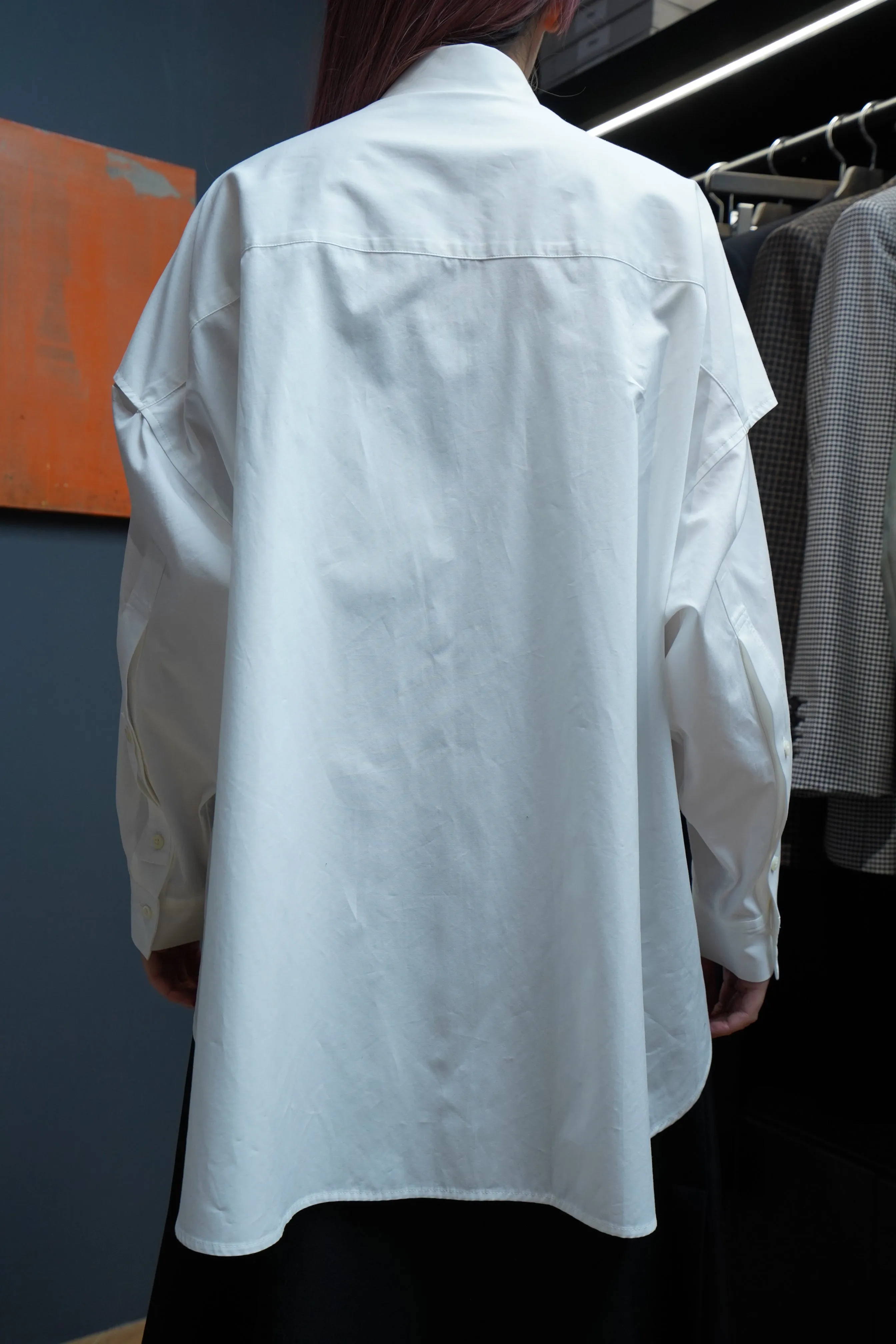 Tape Gathered Shirts (WHITE)