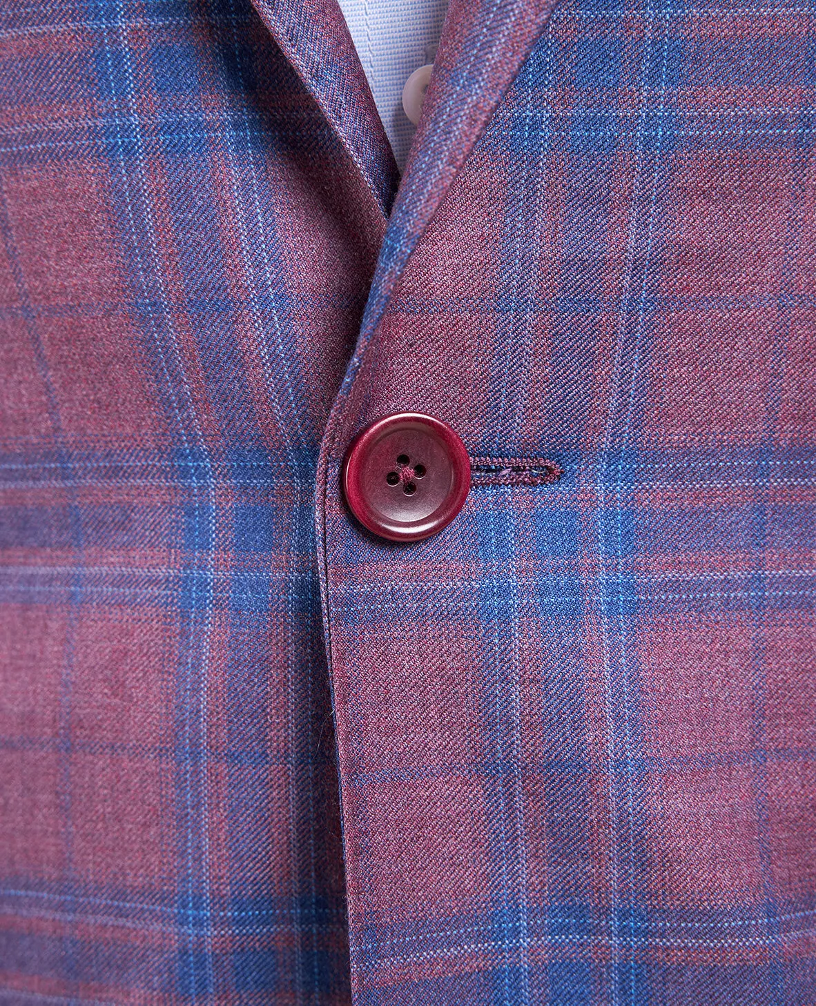 The Carter - Iconic Double Windowpane Check Sport Coat - Muted Red/Navy