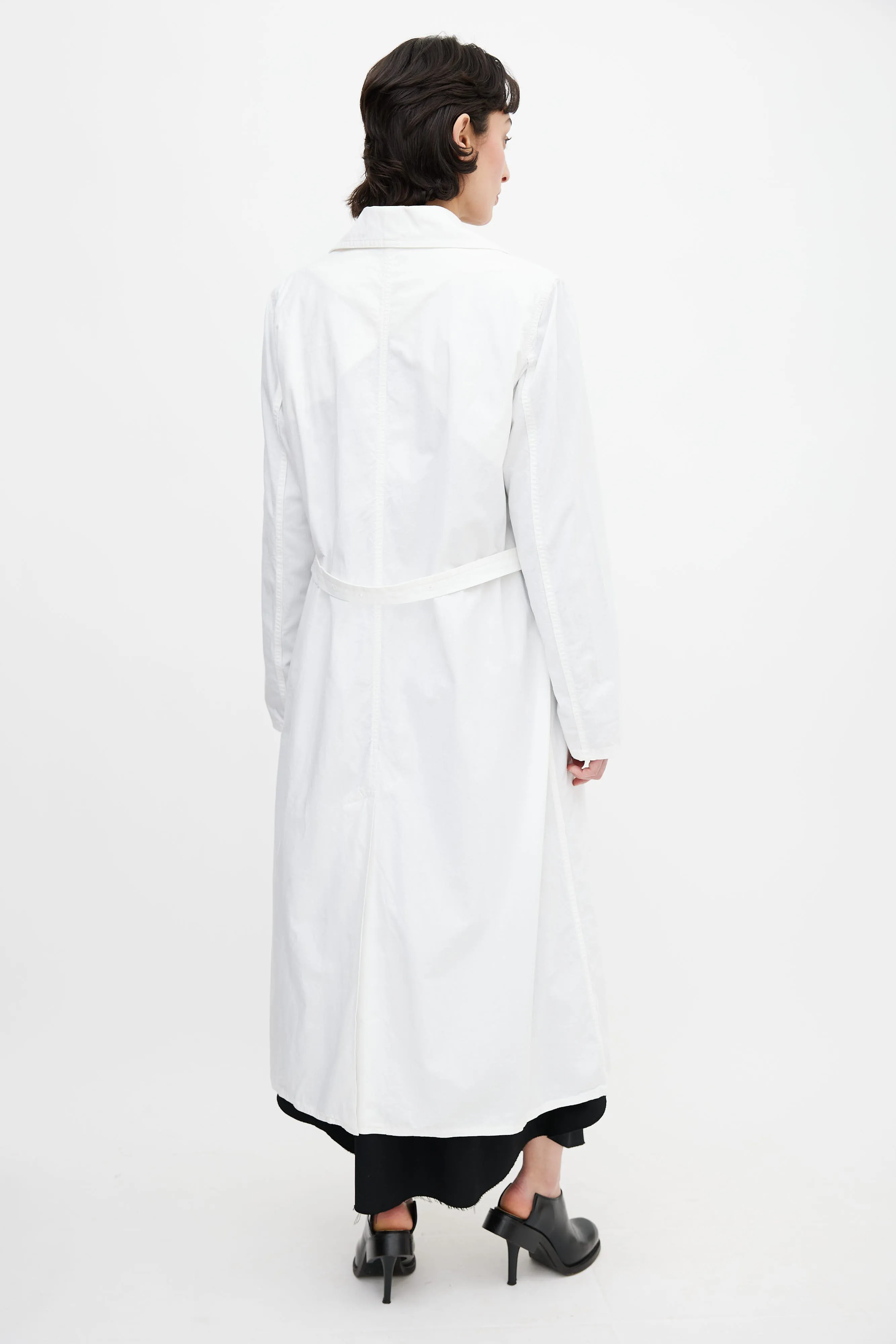 White Belted Trench Coat