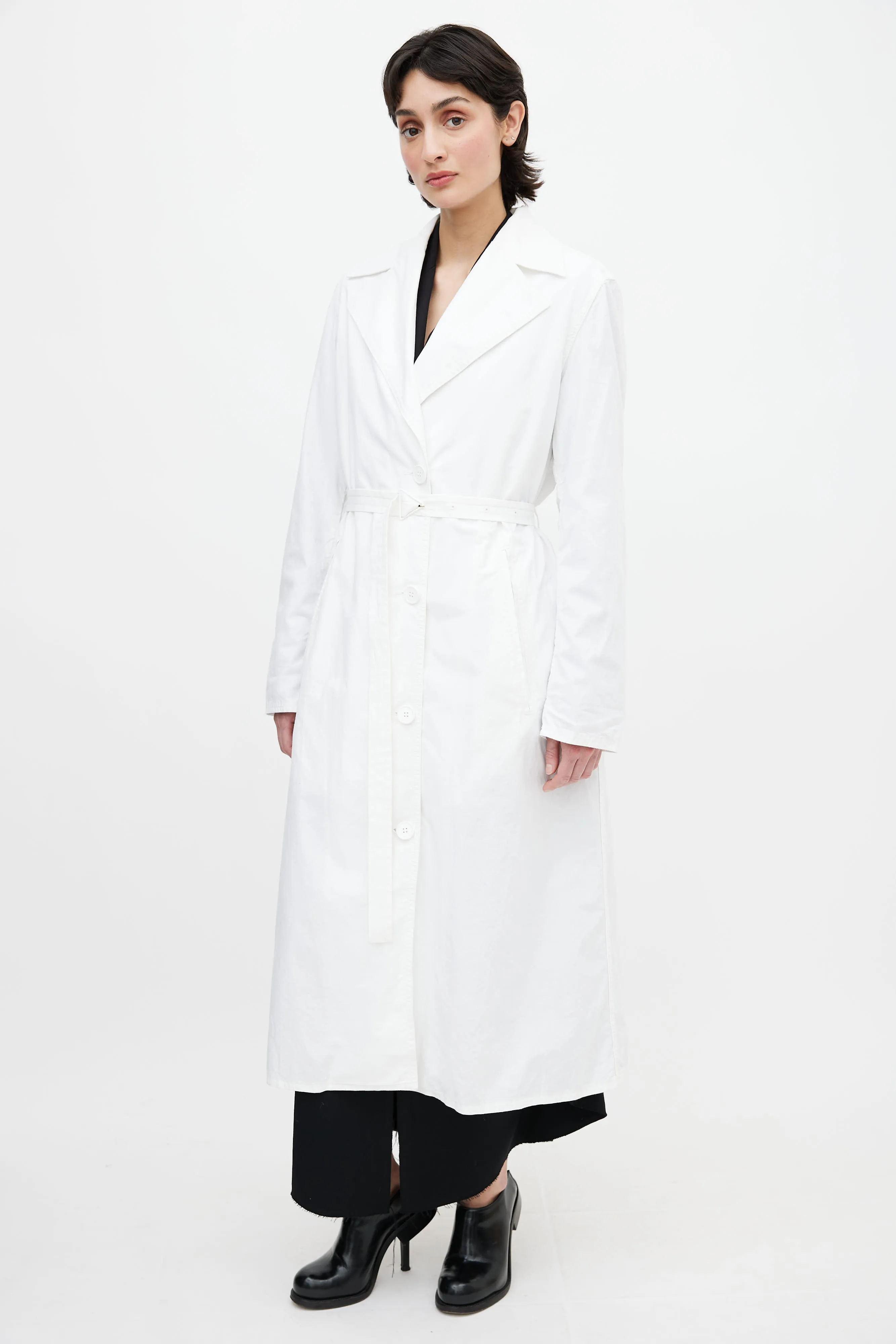 White Belted Trench Coat