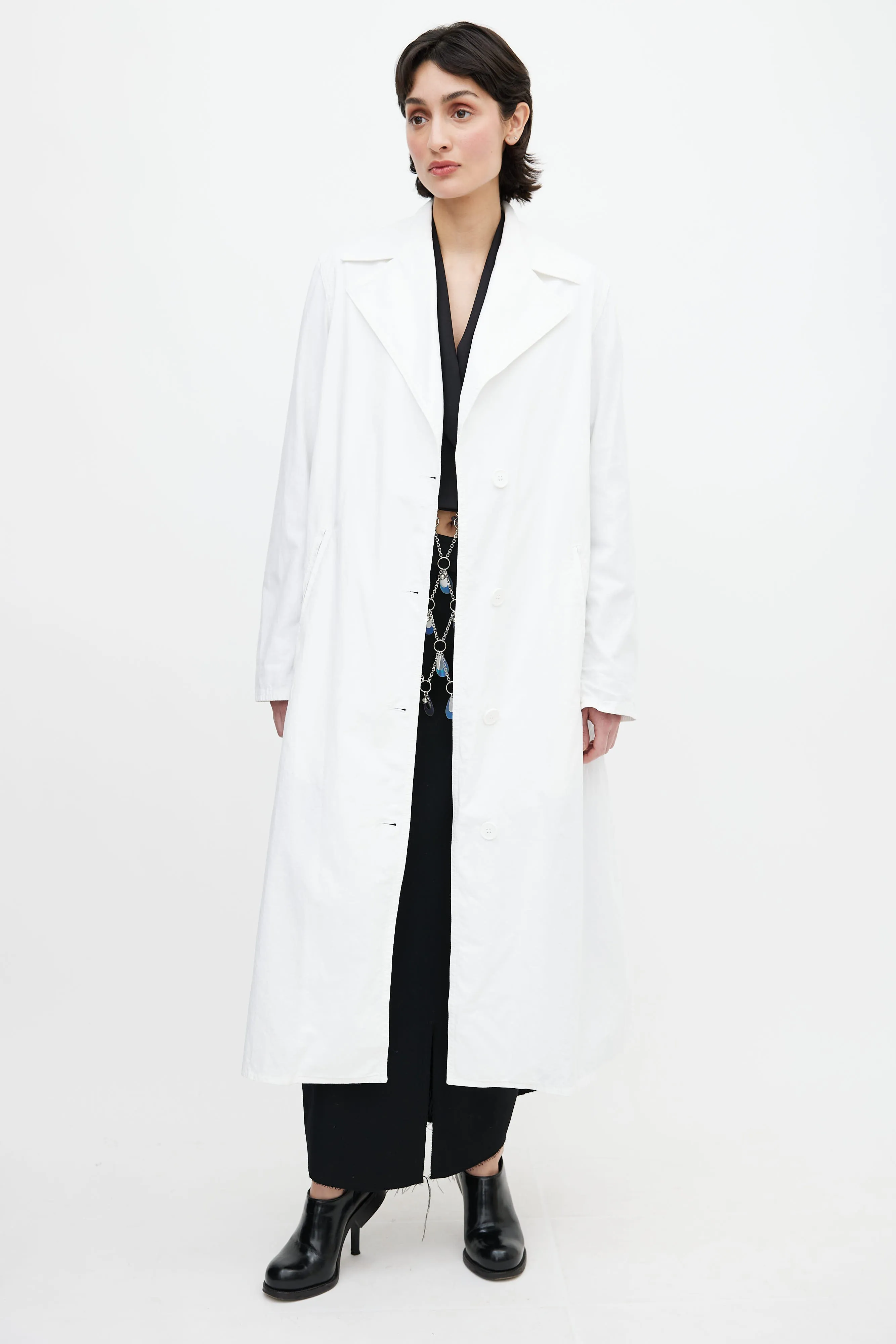 White Belted Trench Coat