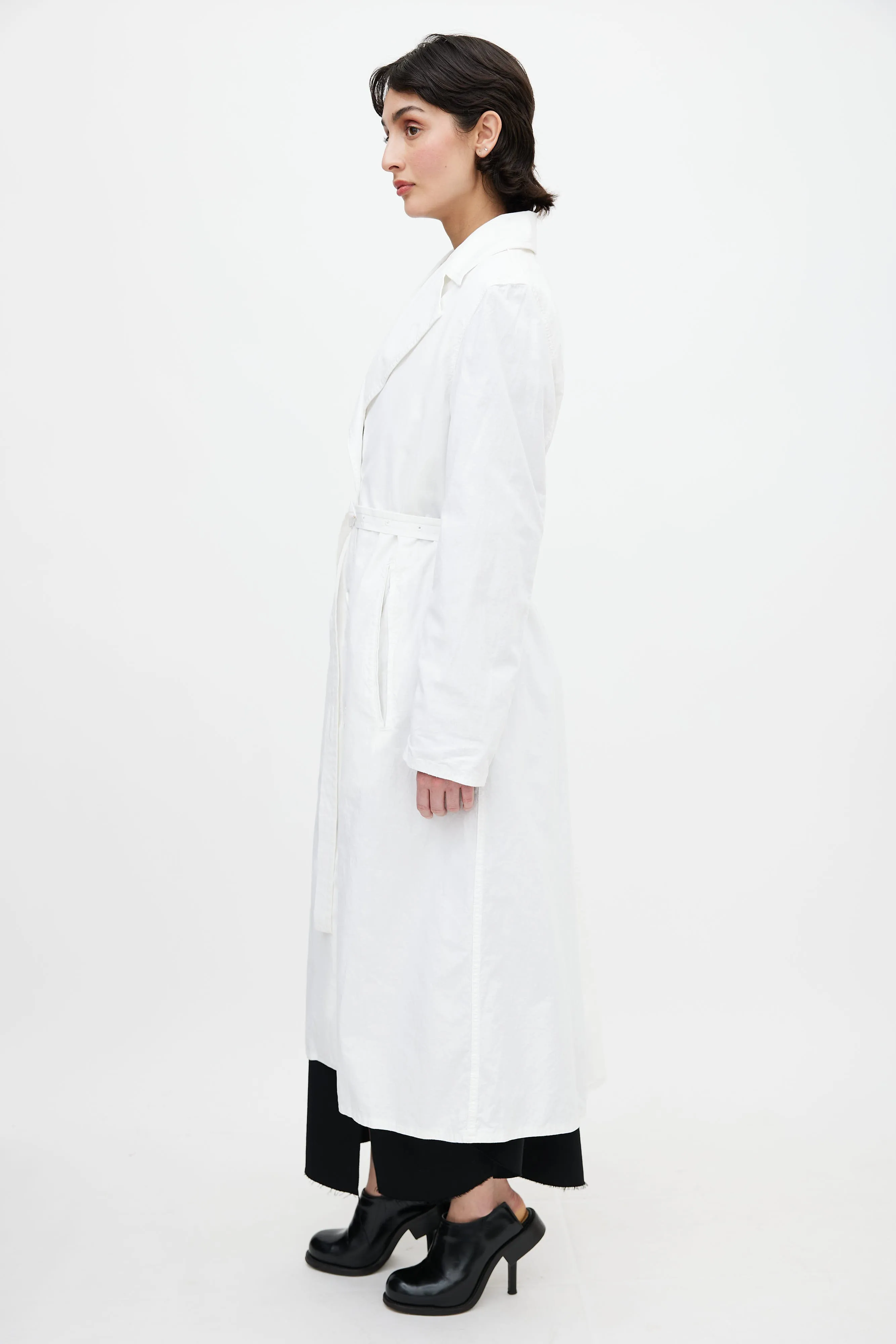 White Belted Trench Coat