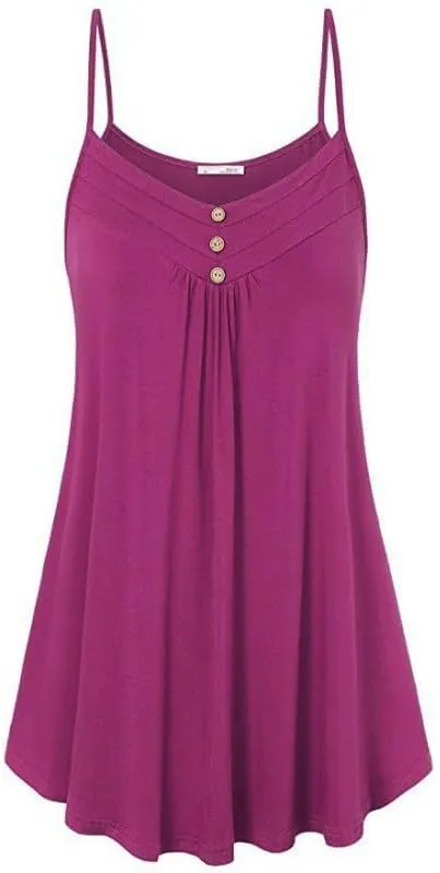 Women Slip Dresses Button Front V Neck Swing Sundress A Line Pleated Tshirt Dress Summer Boho Beach Dress Plus Size