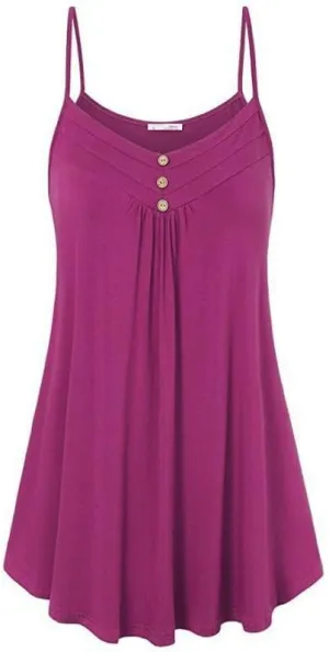Women Slip Dresses Button Front V Neck Swing Sundress A Line Pleated Tshirt Dress Summer Boho Beach Dress Plus Size