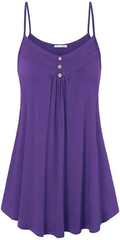 Women Slip Dresses Button Front V Neck Swing Sundress A Line Pleated Tshirt Dress Summer Boho Beach Dress Plus Size
