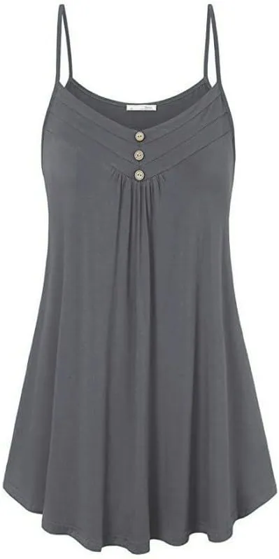 Women Slip Dresses Button Front V Neck Swing Sundress A Line Pleated Tshirt Dress Summer Boho Beach Dress Plus Size