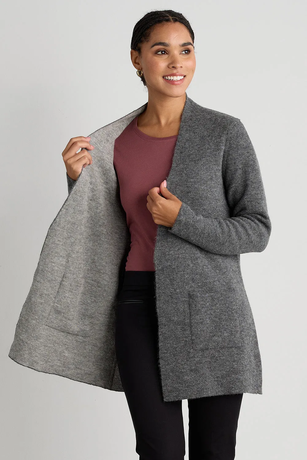Women's Baby Alpaca Reversible Sweater Jacket