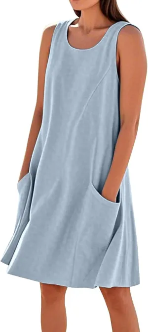 Womens Summer Tank Dresses Casual Sleeveless Midi Dress Cotton Beach Floral Sundress Vacation Travel Outfits