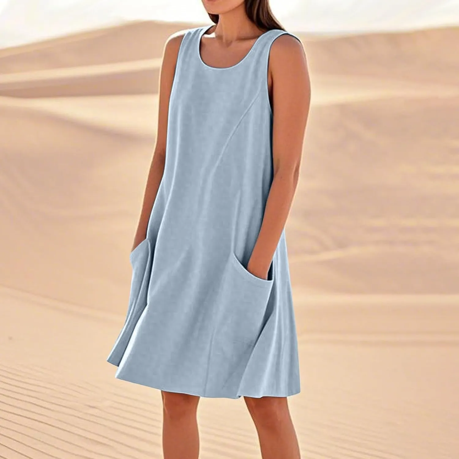 Womens Summer Tank Dresses Casual Sleeveless Midi Dress Cotton Beach Floral Sundress Vacation Travel Outfits